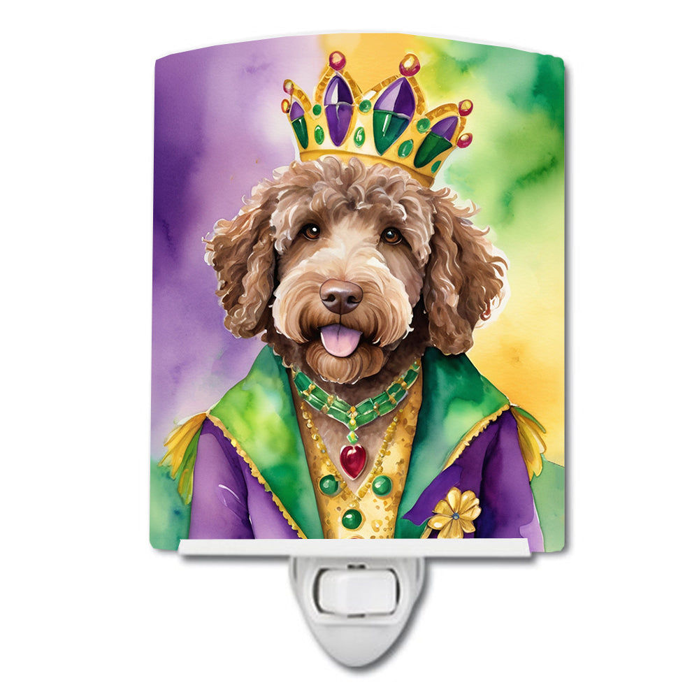 6 x 4 in. Labradoodle King of Mardi Gras Ceramic Night Light