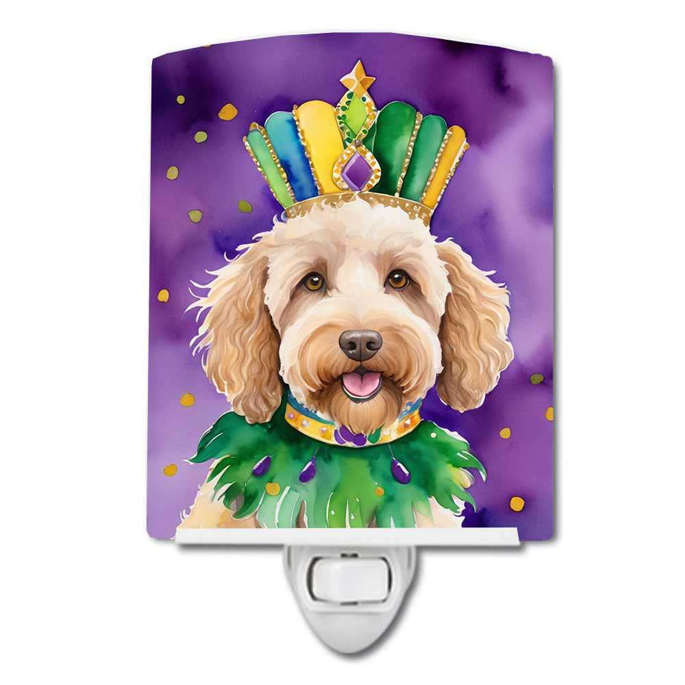 6 x 4 in. Labradoodle King of Mardi Gras Ceramic Night Light