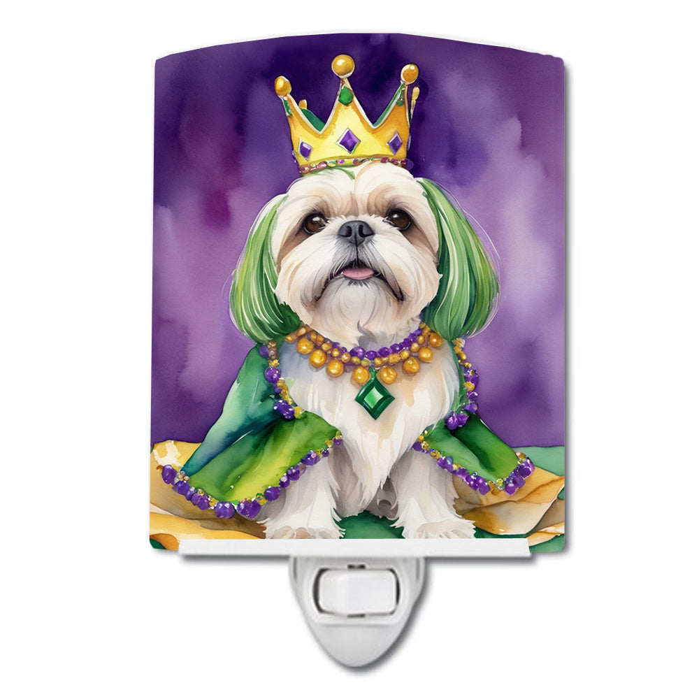 6 x 4 in. Lhasa Apso King of Mardi Gras Ceramic Night Light