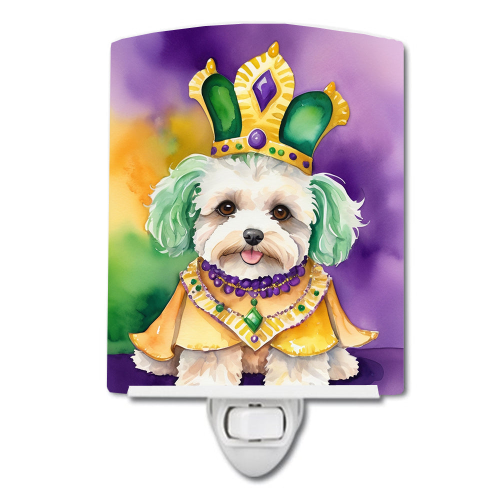 6 x 4 in. Maltipoo King of Mardi Gras Ceramic Night Light