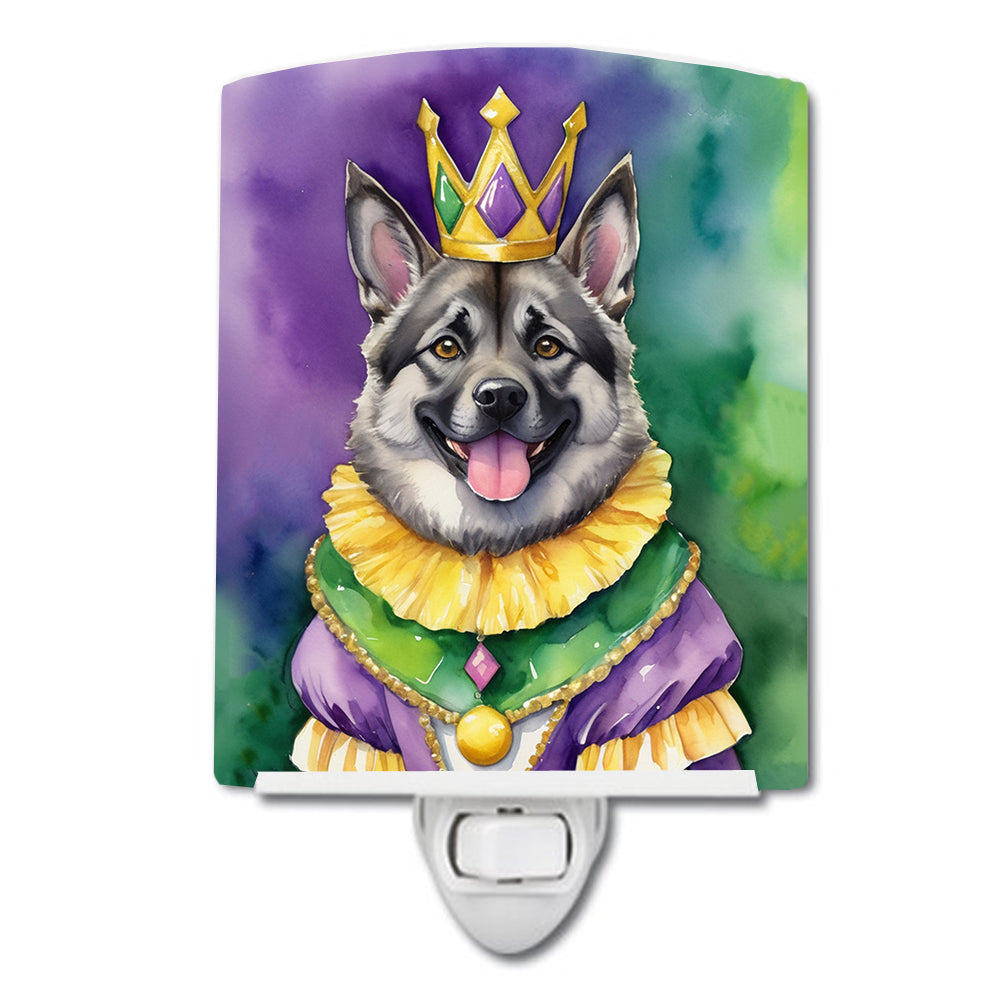6 x 4 in. Norwegian Elkhound King of Mardi Gras Ceramic Night Light