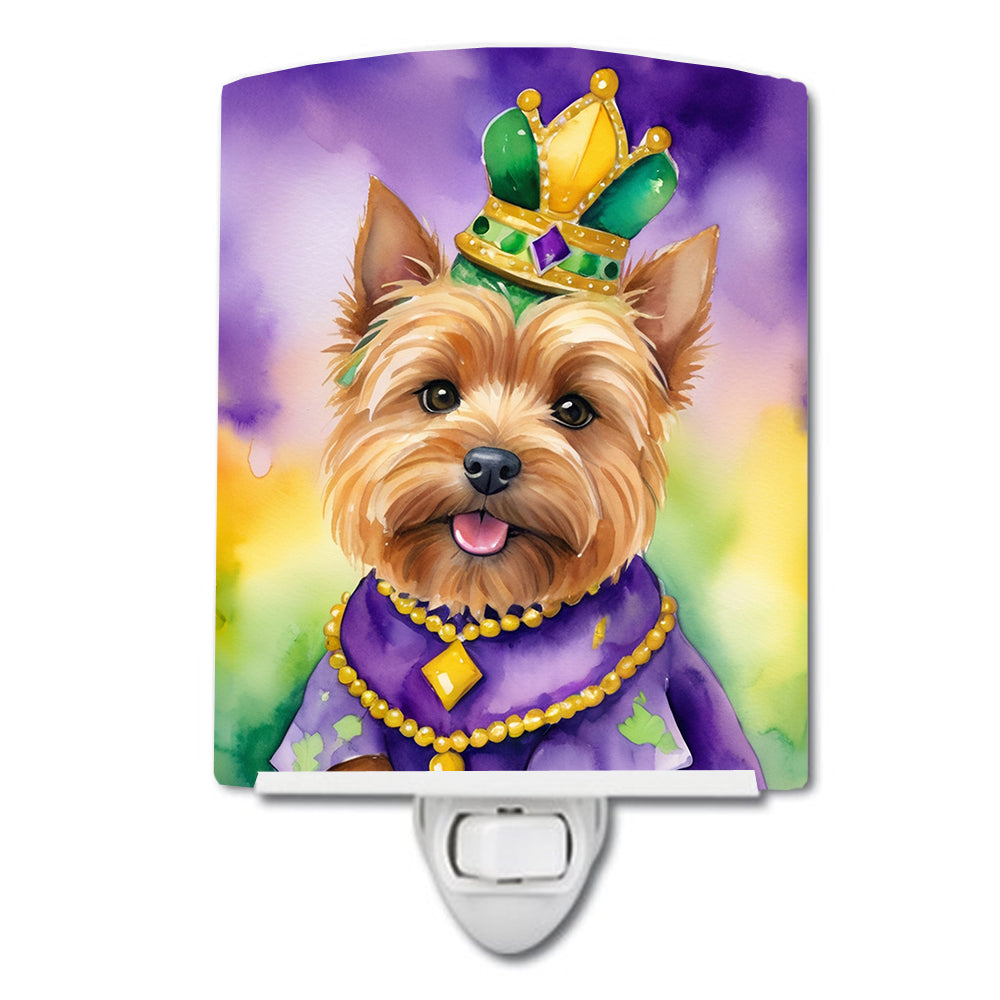 6 x 4 in. Norwich Terrier King of Mardi Gras Ceramic Night Light