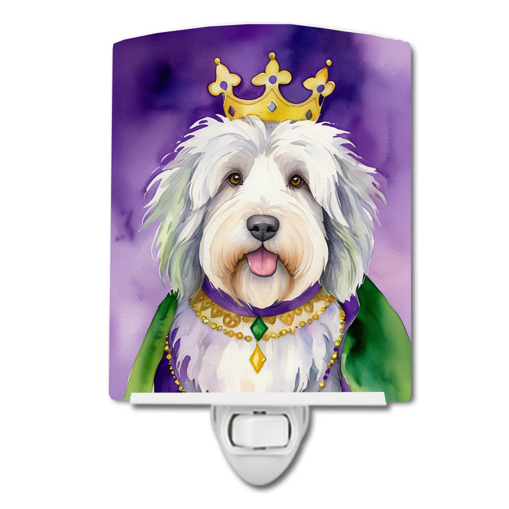 6 x 4 in. Old English Sheepdog King of Mardi Gras Ceramic Night Light