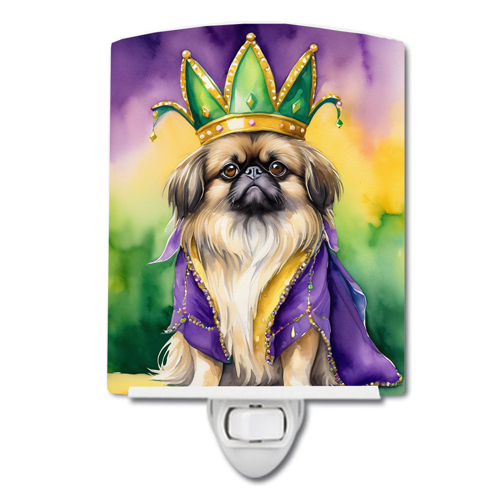 6 x 4 in. Pekingese King of Mardi Gras Ceramic Night Light