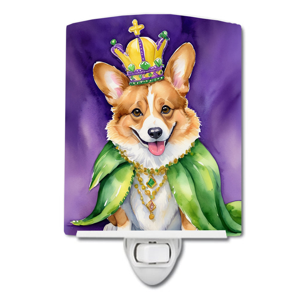 6 x 4 in. Corgi King of Mardi Gras Ceramic Night Light