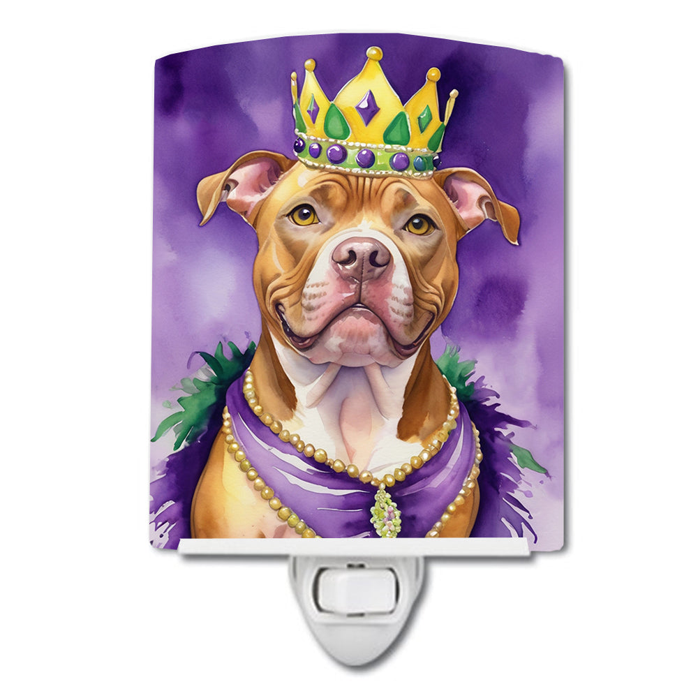6 x 4 in. Pit Bull Terrier King of Mardi Gras Ceramic Night Light