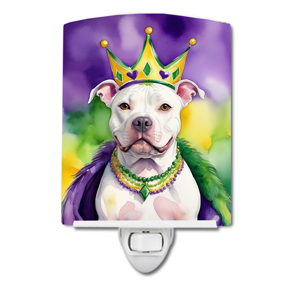 6 x 4 in. Pit Bull Terrier King of Mardi Gras Ceramic Night Light