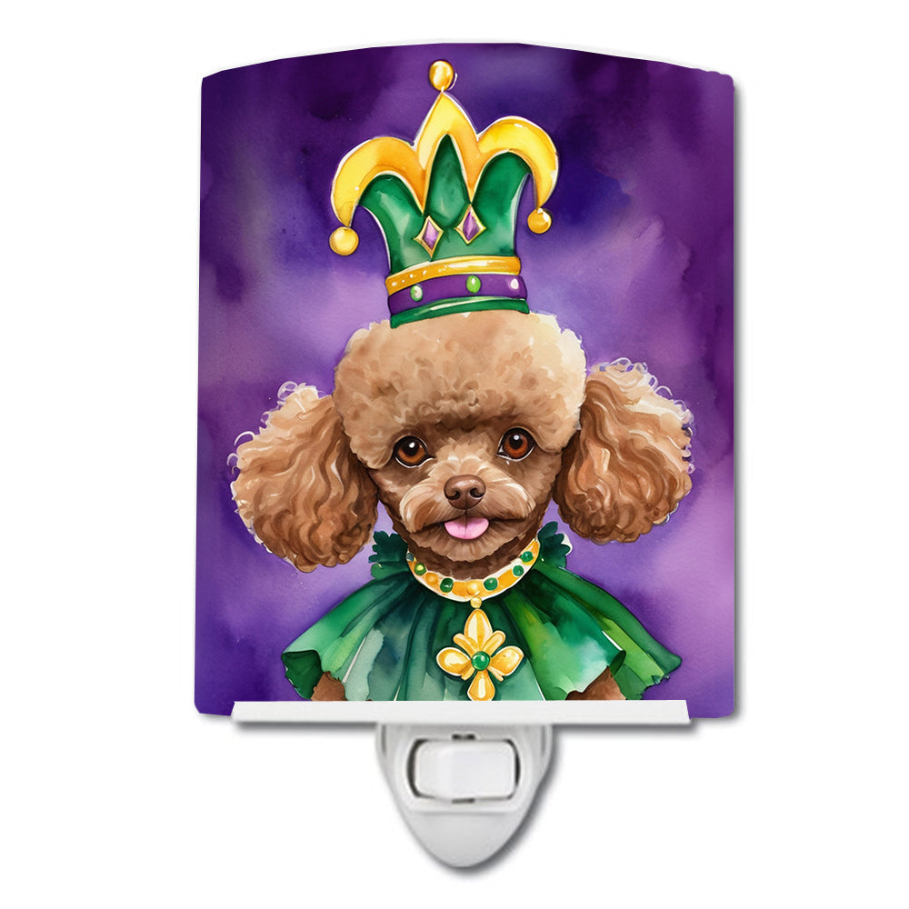 6 x 4 in. Poodle King of Mardi Gras Ceramic Night Light