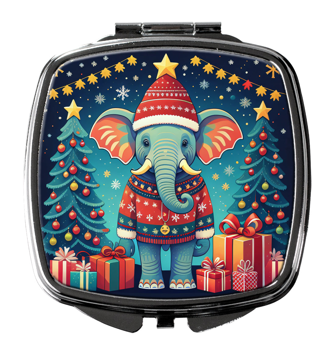 3 x 2.75 in. Elephant Christmas Compact Mirror