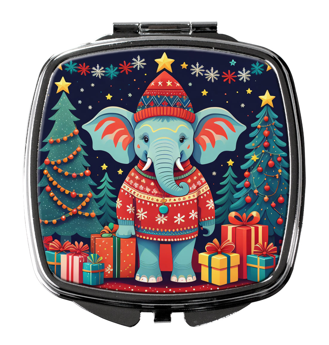 3 x 2.75 in. Elephant Christmas Compact Mirror
