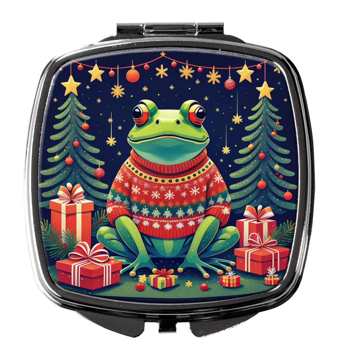 3 x 2.75 in. Frog Christmas Compact Mirror