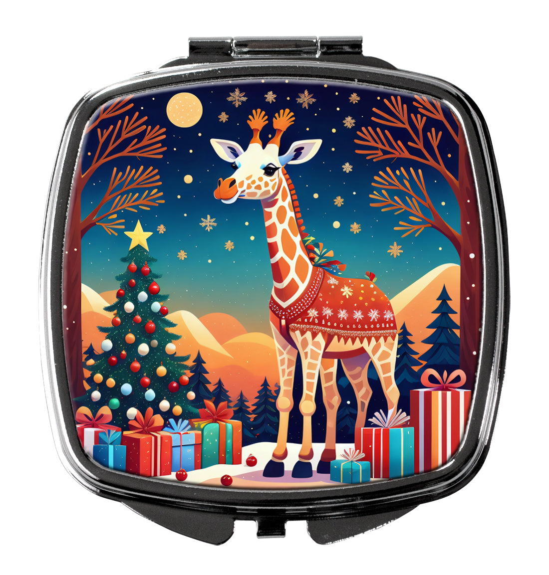 3 x 2.75 in. Giraffe Christmas Compact Mirror