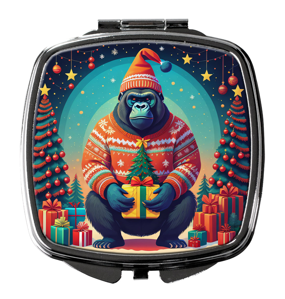 3 x 2.75 in. Gorilla Christmas Compact Mirror