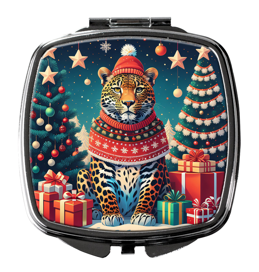 DAC1188SCM 3 x 2.75 in. Leopard Christmas Compact Mirror