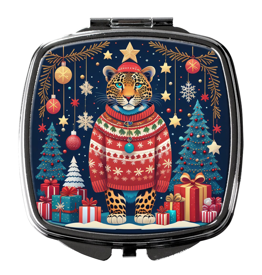 DAC1189SCM 3 x 2.75 in. Leopard Christmas Compact Mirror