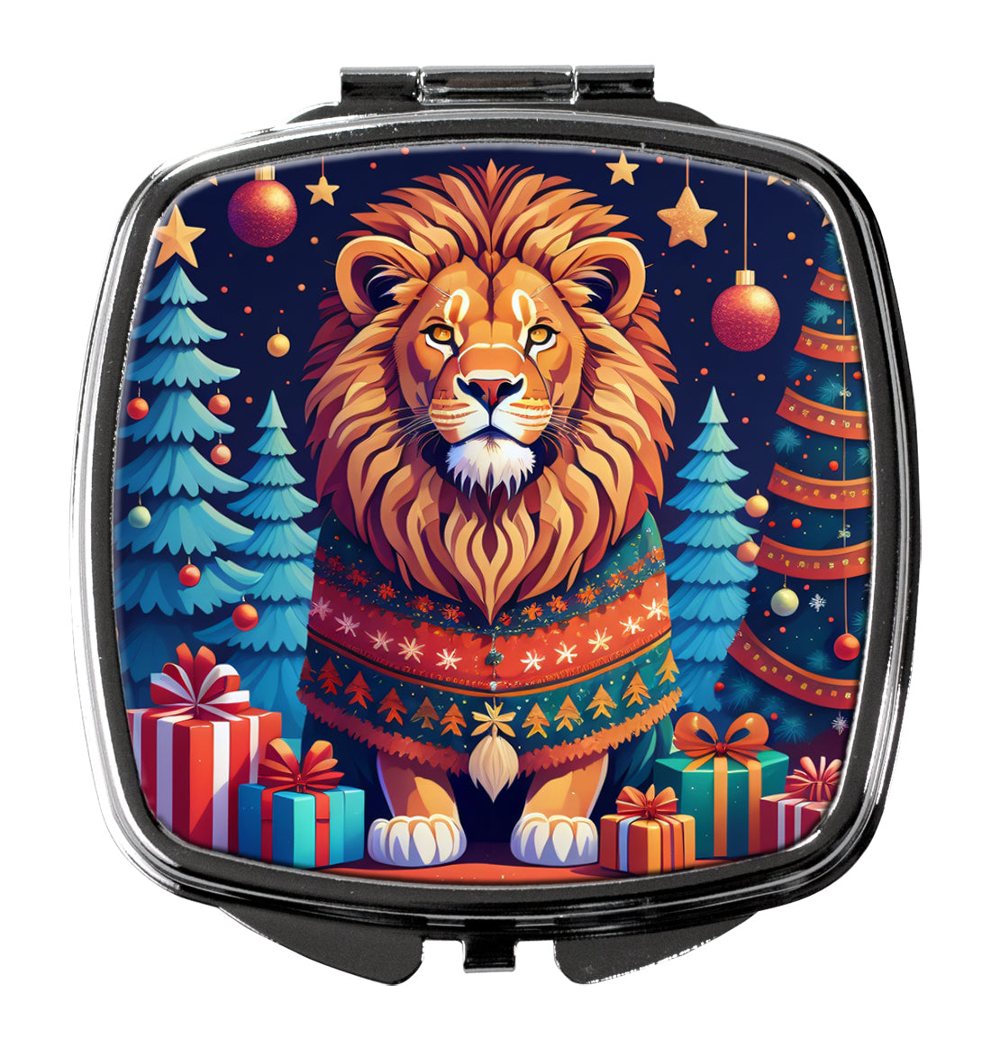 3 x 2.75 in. Lion Christmas Compact Mirror