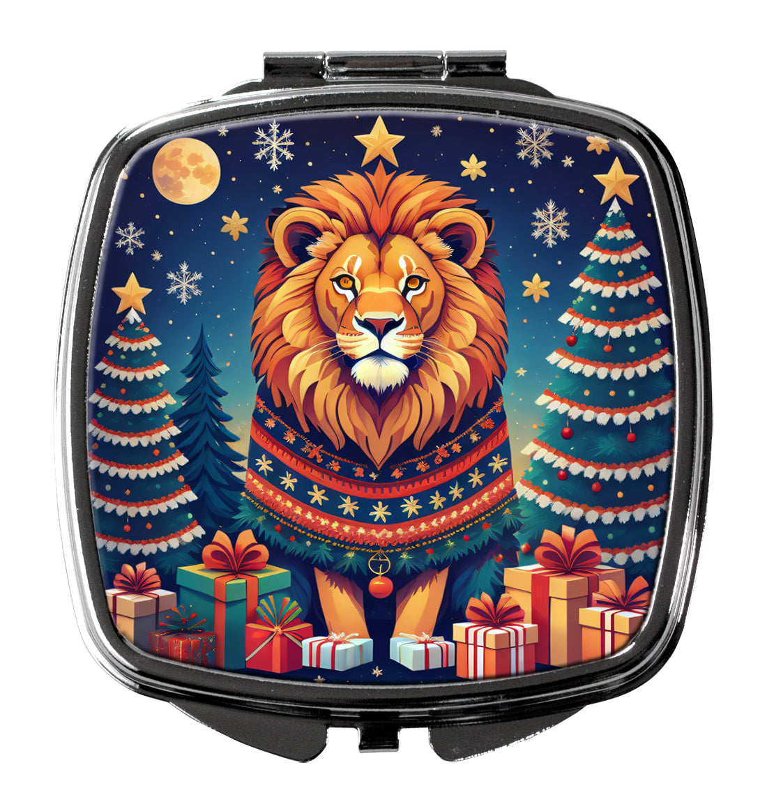 3 x 2.75 in. Lion Christmas Compact Mirror