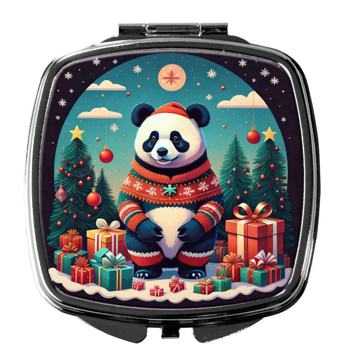 3 x 2.75 in. Panda Christmas Compact Mirror