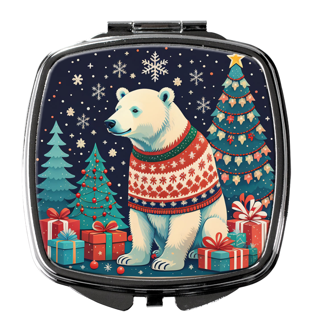 3 x 2.75 in. Polar Bear Christmas Compact Mirror