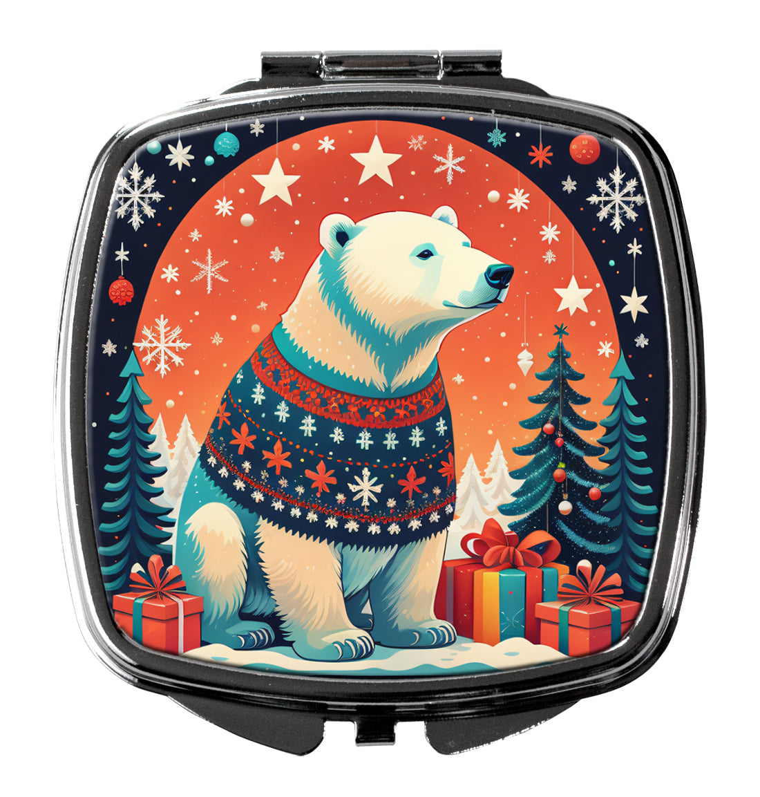3 x 2.75 in. Polar Bear Christmas Compact Mirror