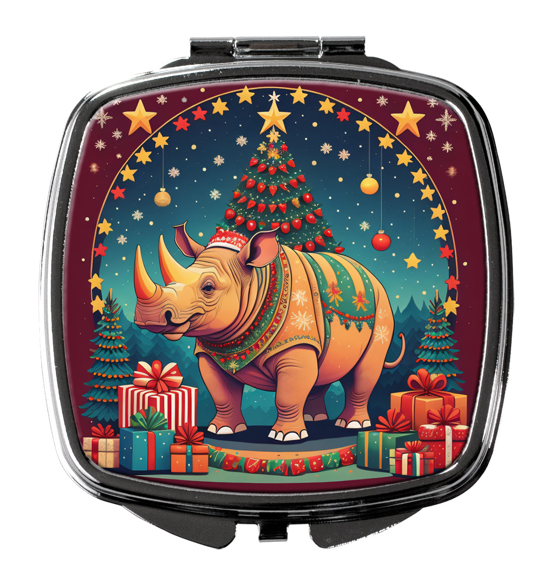 3 x 2.75 in. Rhinoceros Christmas Compact Mirror