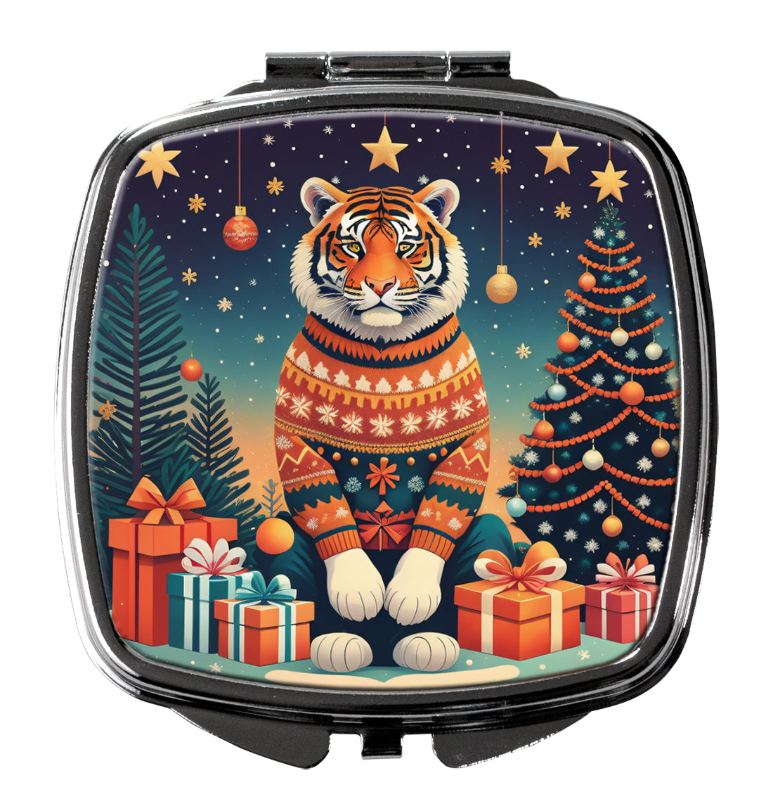 3 x 2.75 in. Tiger Christmas Compact Mirror