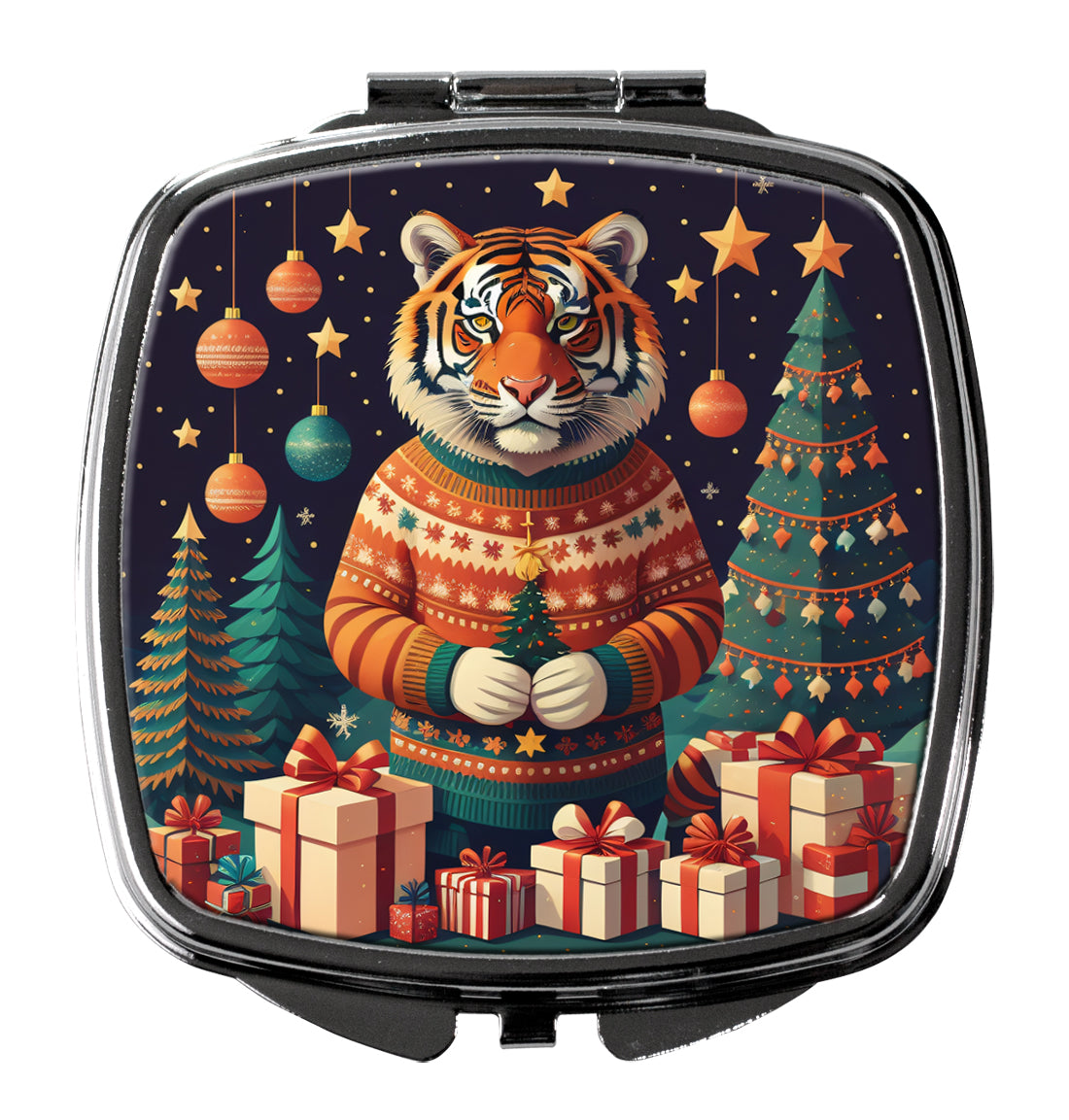 3 x 2.75 in. Tiger Christmas Compact Mirror