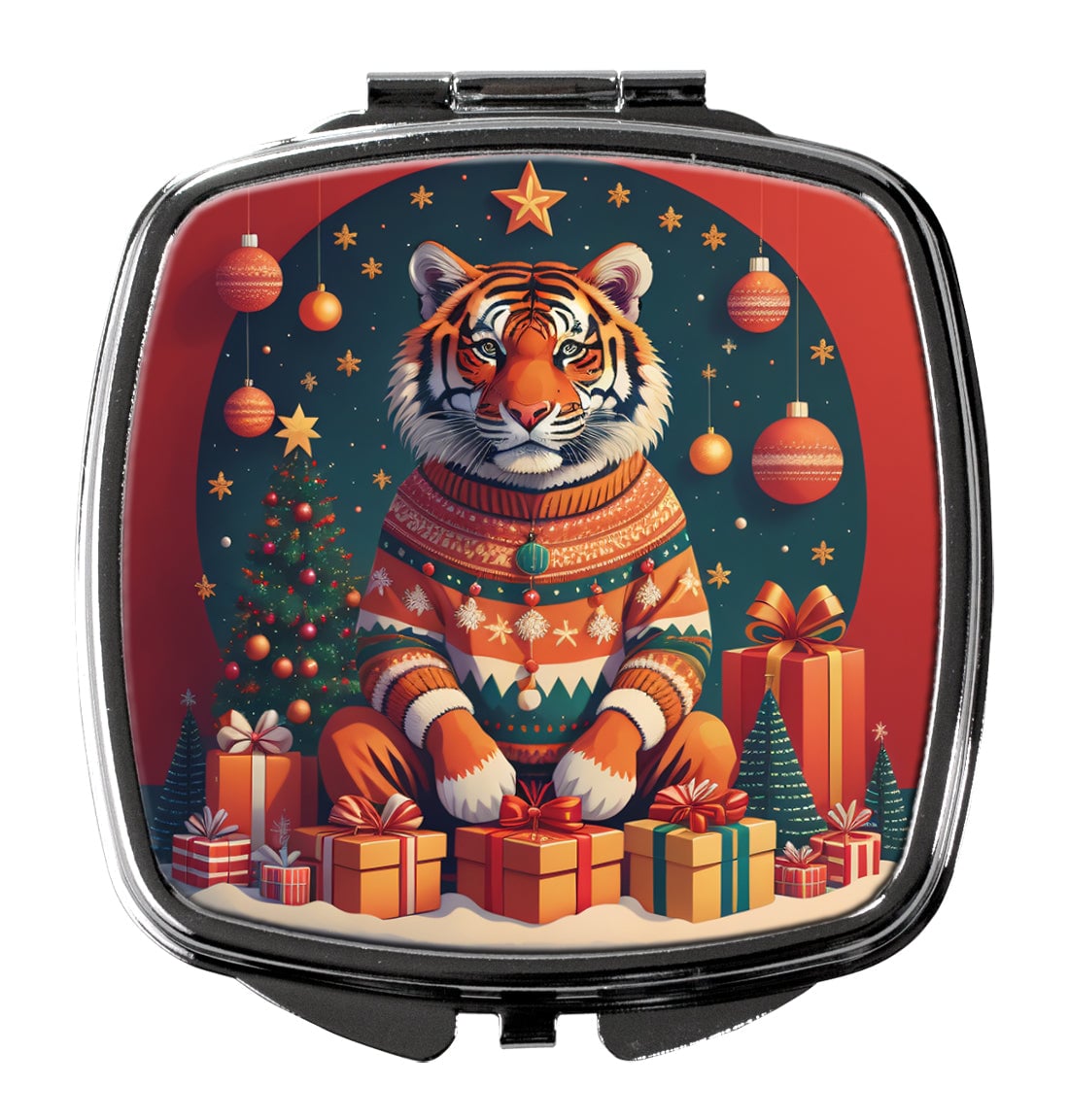 3 x 2.75 in. Tiger Christmas Compact Mirror