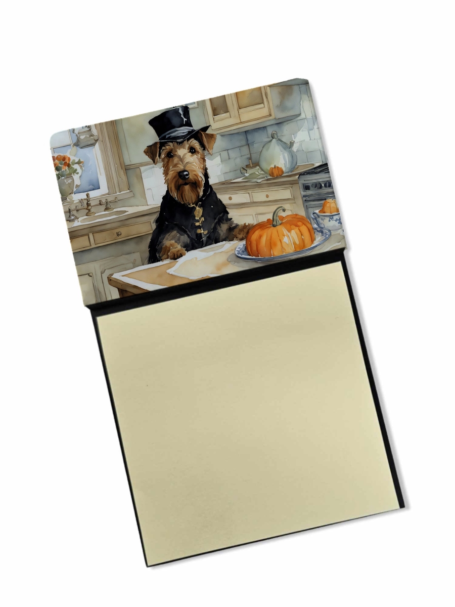 DAC1722SN 5.25 x 3.25 in. Airedale Terrier Fall Kitchen Pumpkins Sticky Note Holder