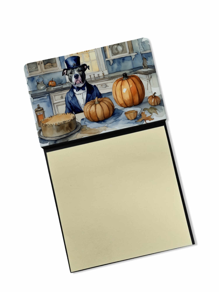 DAC1725SN 5.25 x 3.25 in. Pit Bull Terrier Fall Kitchen Pumpkins Sticky Note Holder