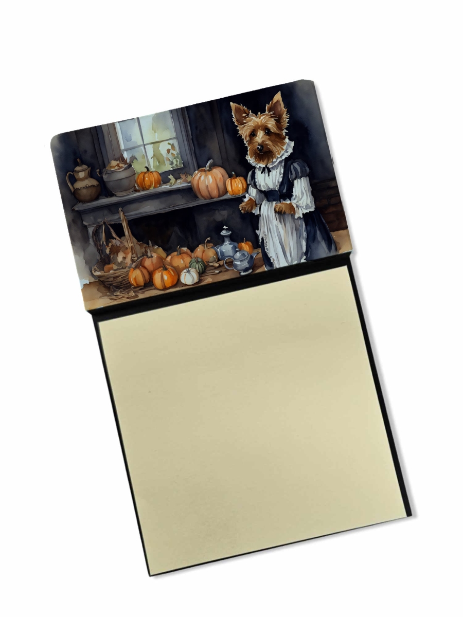 DAC1729SN 5.25 x 3.25 in. Australian Terrier Fall Kitchen Pumpkins Sticky Note Holder