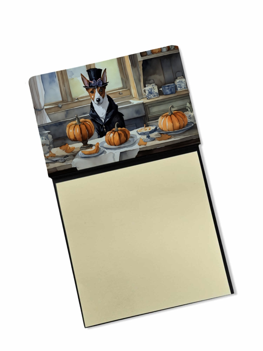DAC1730SN 5.25 x 3.25 in. Basenji Fall Kitchen Pumpkins Sticky Note Holder