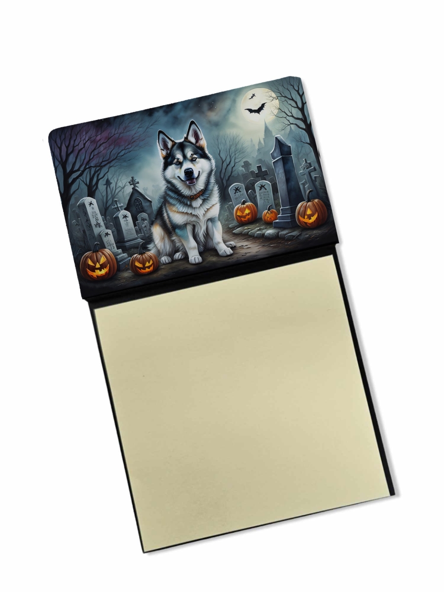 DAC2006SN 5.25 x 3.25 in. Alaskan Malamute Spooky Halloween Sticky Note Holder