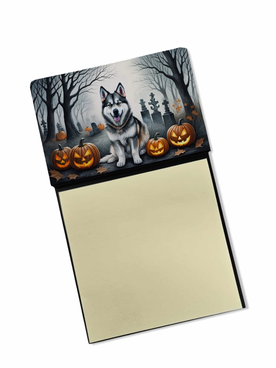 DAC2007SN 5.25 x 3.25 in. Alaskan Malamute Spooky Halloween Sticky Note Holder