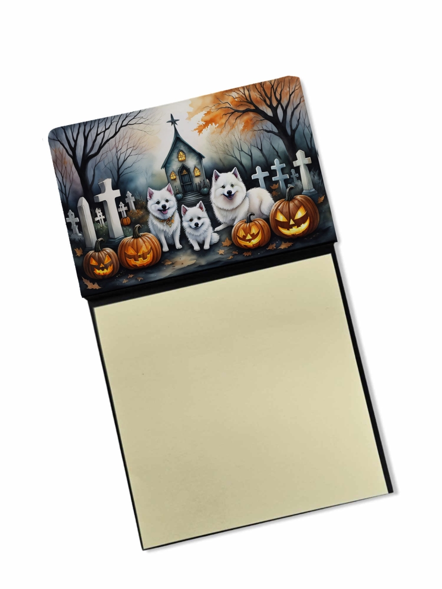 DAC2008SN 5.25 x 3.25 in. American Eskimo Spooky Halloween Sticky Note Holder