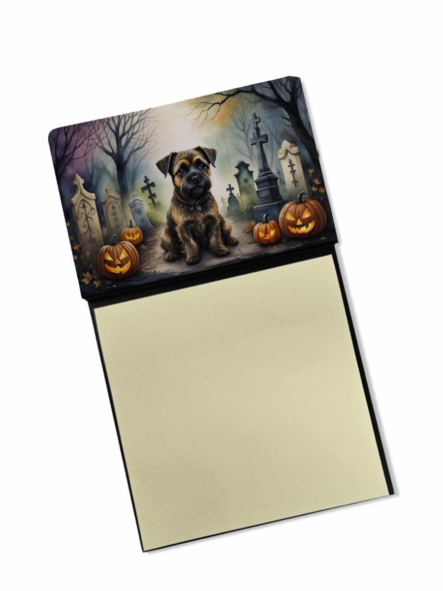 DAC2019SN 5.25 x 3.25 in. Border Terrier Spooky Halloween Sticky Note Holder