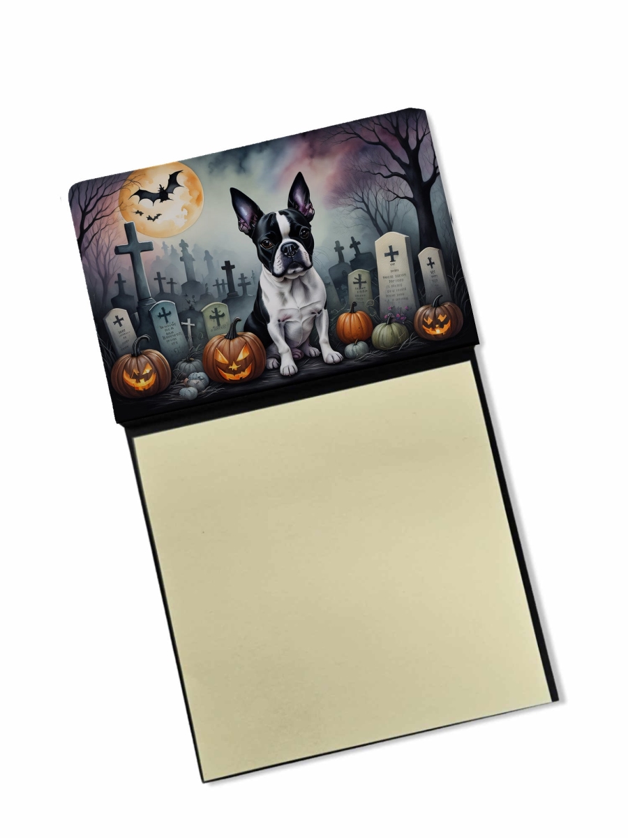 DAC2020SN 5.25 x 3.25 in. Boston Terrier Spooky Halloween Sticky Note Holder