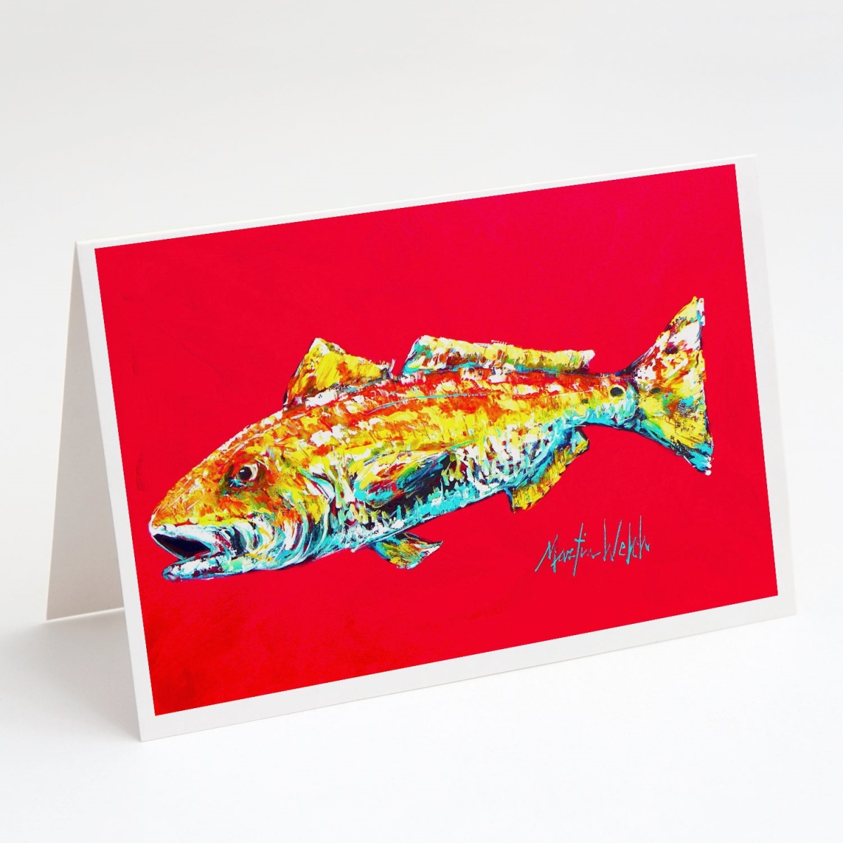 5 x 7 in. Fish - Red Fish Alphonzo Greeting Cards - Pack of 8