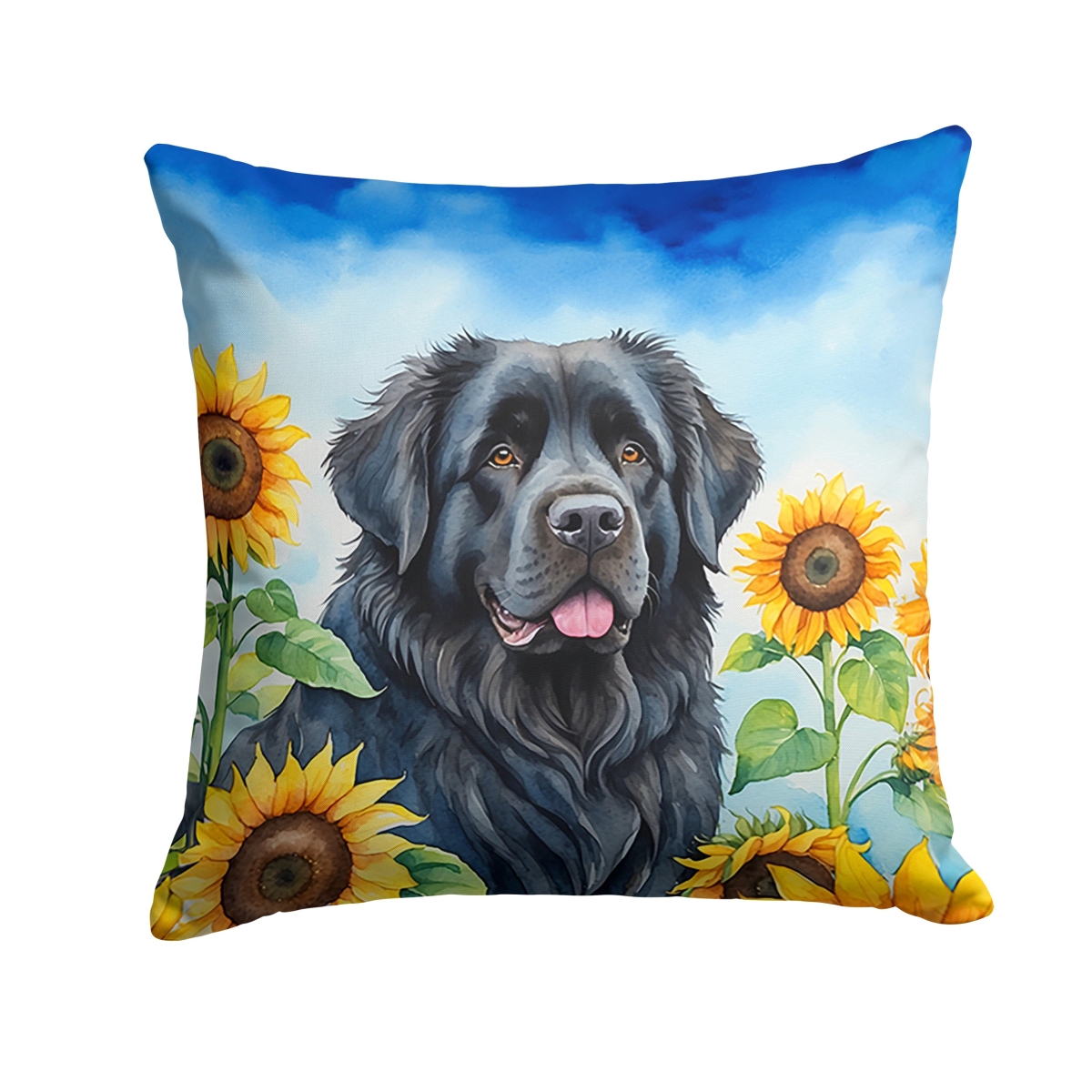 14 x 14 in. foundland in Sunflowers Throw Pillow