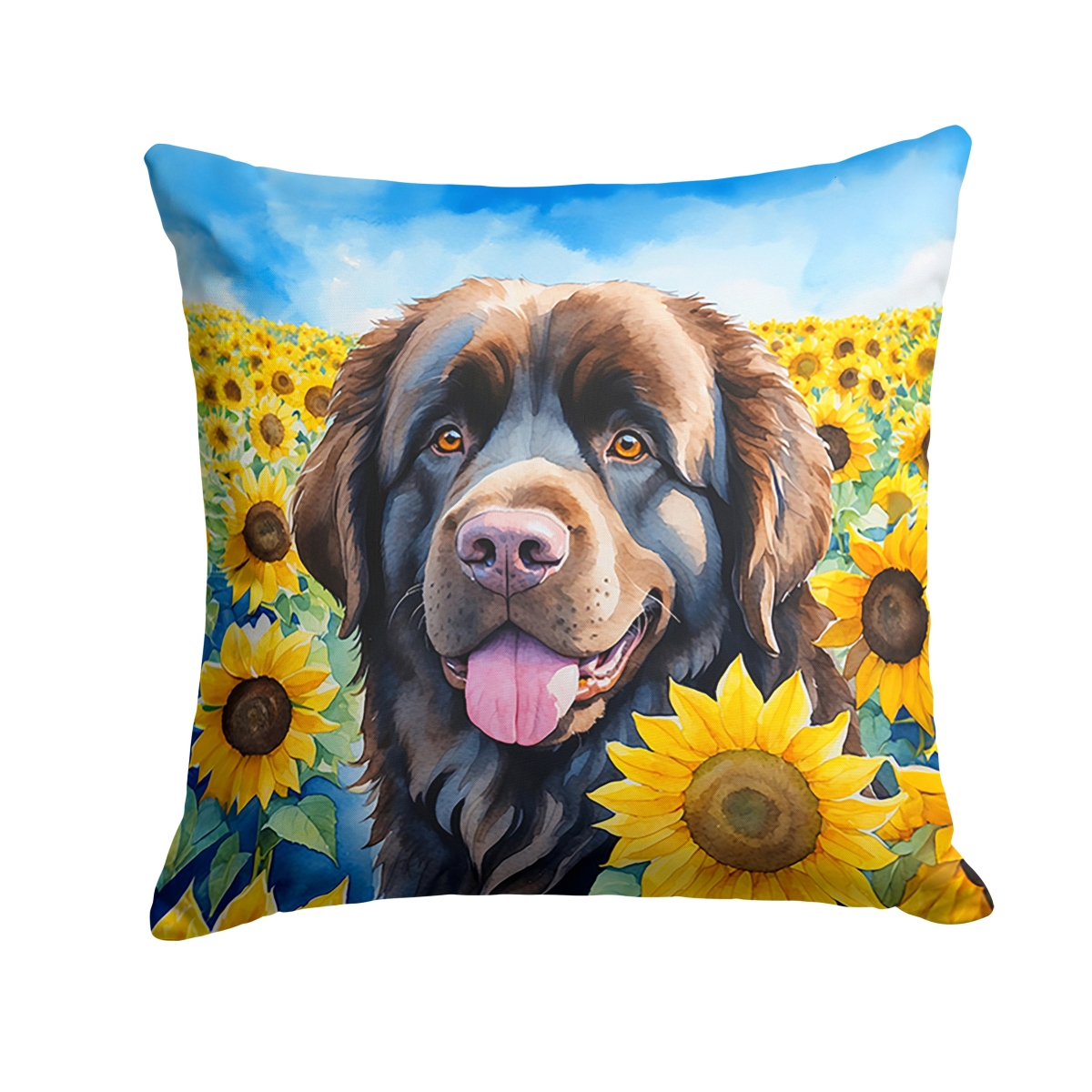 14 x 14 in. foundland in Sunflowers Throw Pillow