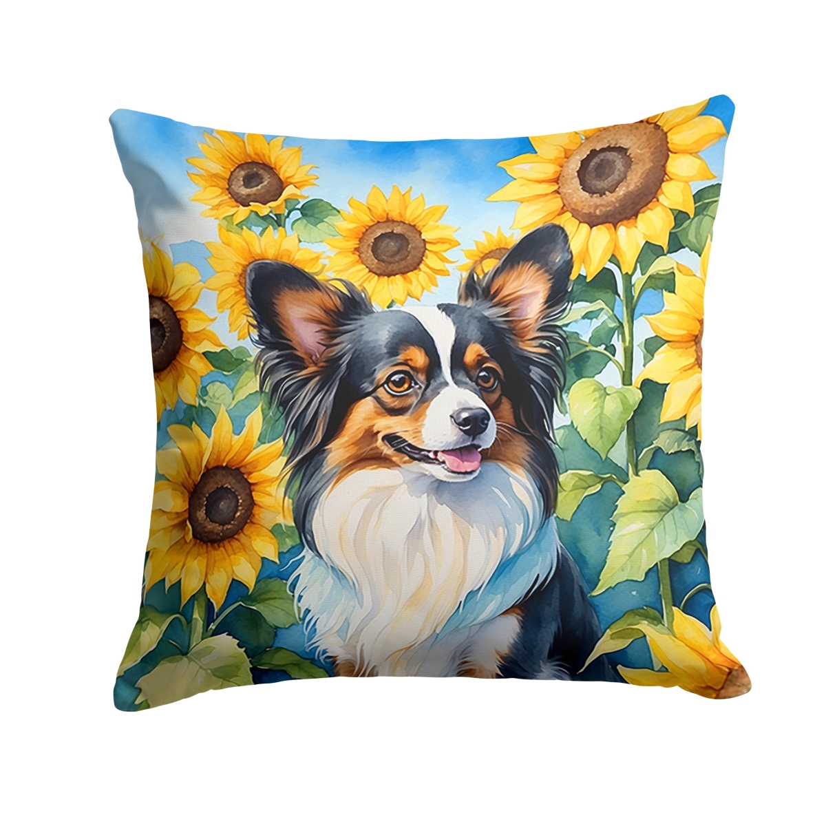 14 x 14 in. Papillon in Sunflowers Throw Pillow