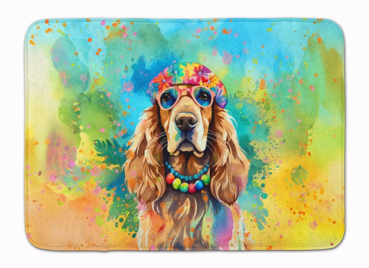 19 x 27 in. Cocker Spaniel Hippie Dawg Memory Foam Kitchen Mat