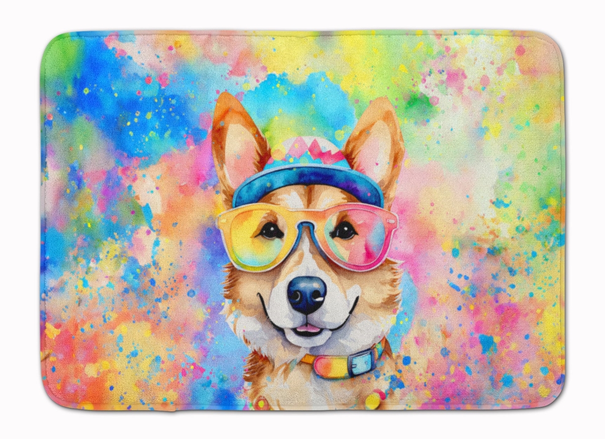 19 x 27 in. Corgi Hippie Dawg Memory Foam Kitchen Mat