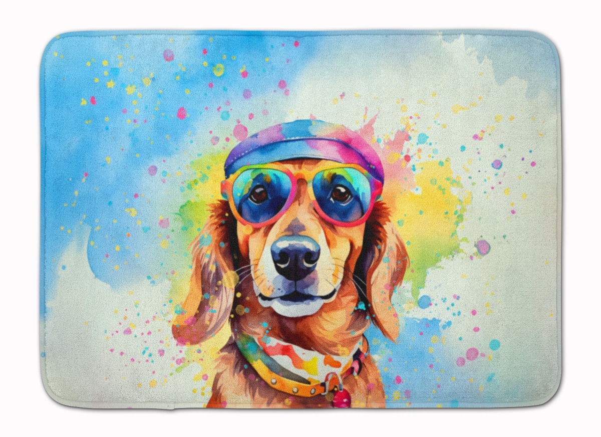 19 x 27 in. Dachshund Hippie Dawg Memory Foam Kitchen Mat