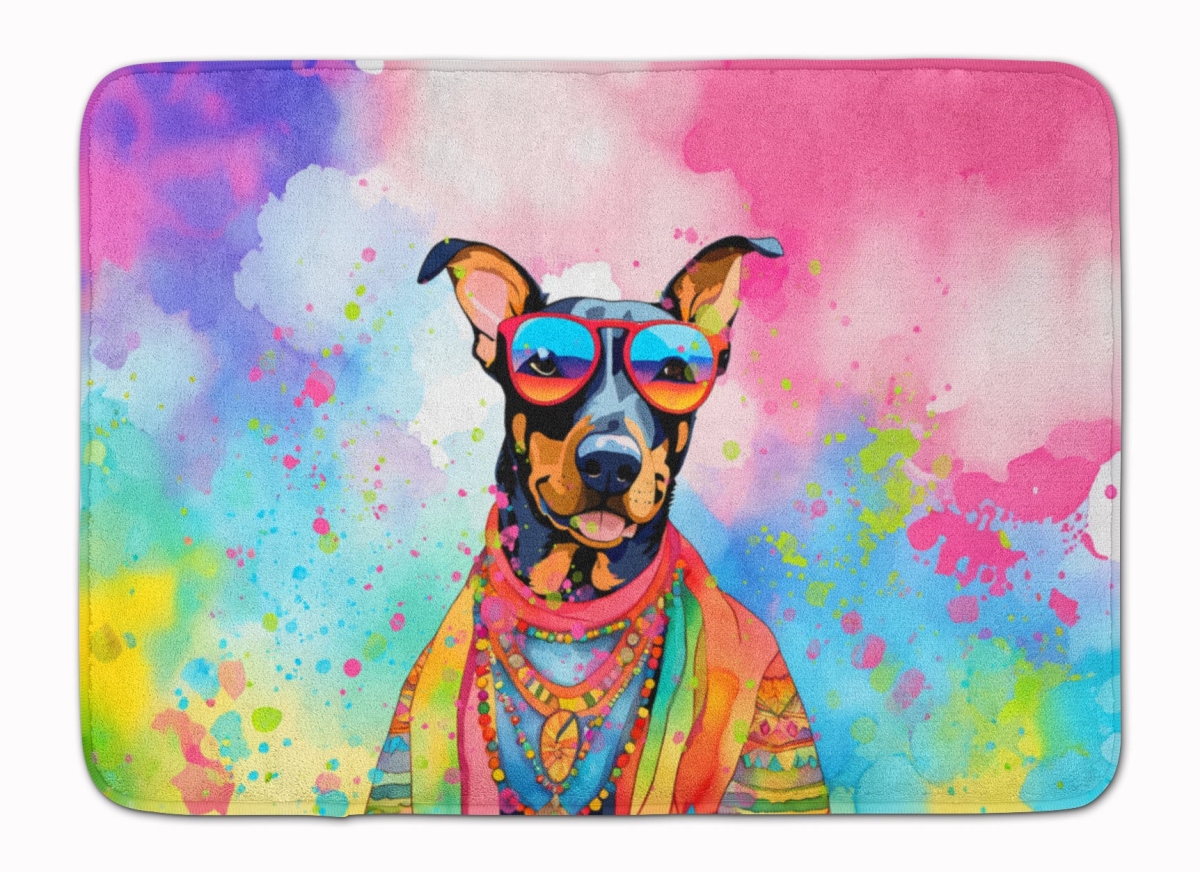 19 x 27 in. Doberman Pinscher Hippie Dawg Memory Foam Kitchen Mat
