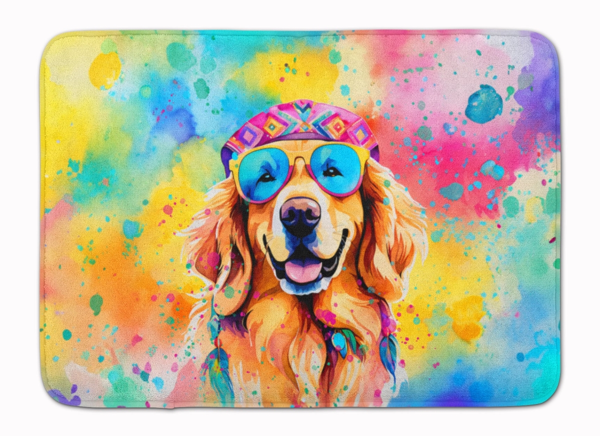 19 x 27 in. Golden Retriever Hippie Dawg Memory Foam Kitchen Mat