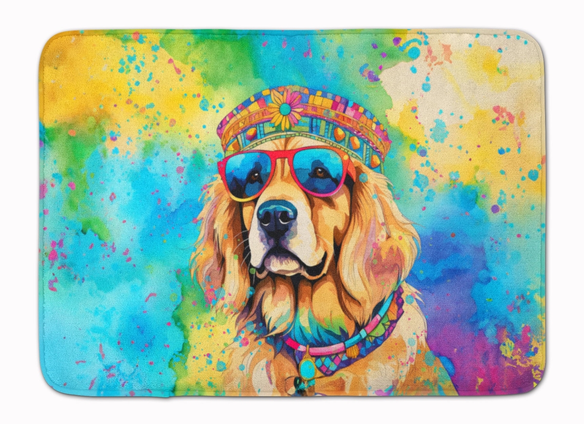 19 x 27 in. Golden Retriever Hippie Dawg Memory Foam Kitchen Mat