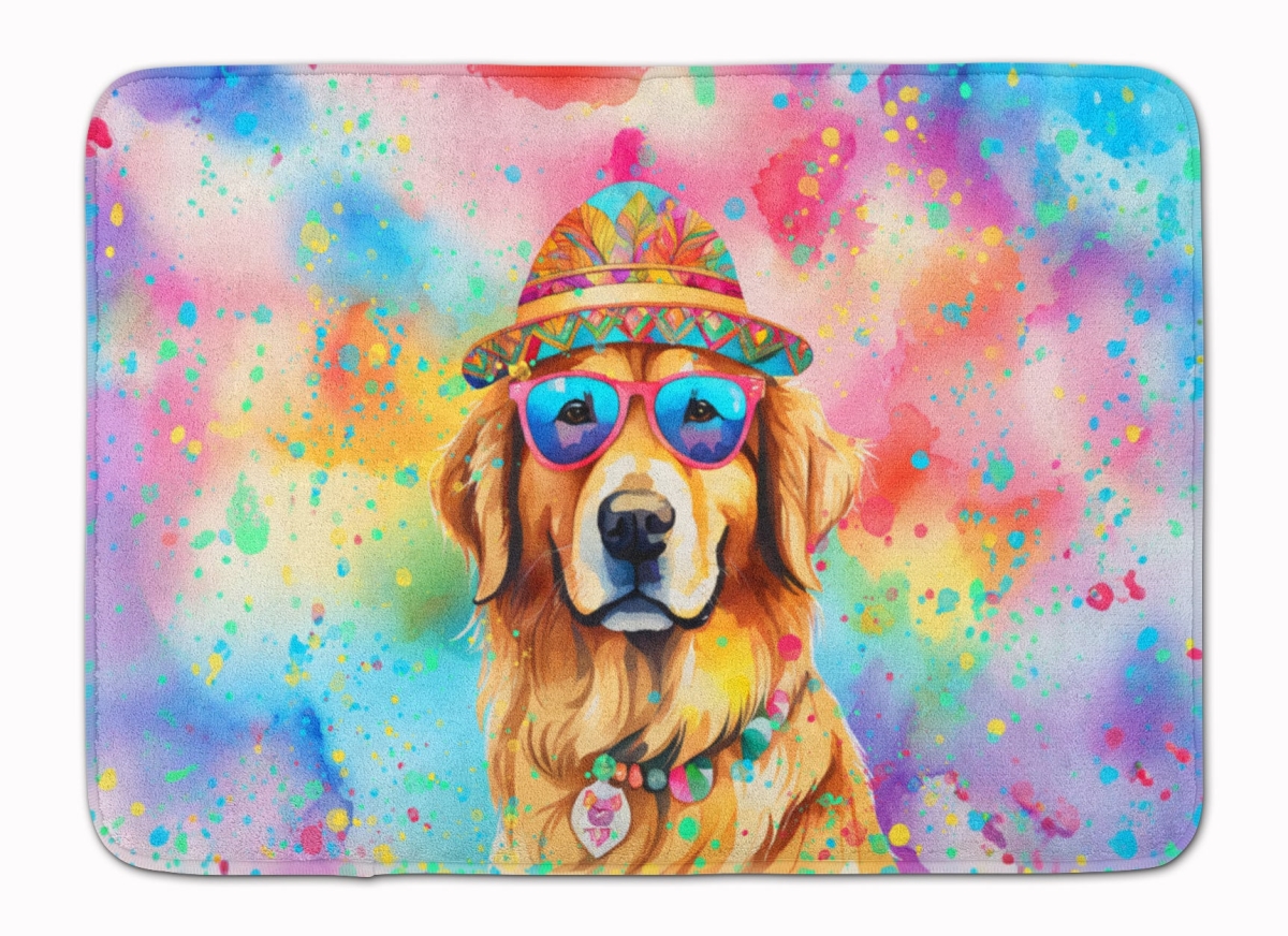 19 x 27 in. Golden Retriever Hippie Dawg Memory Foam Kitchen Mat