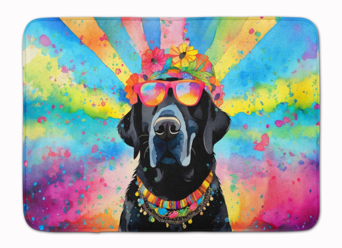 19 x 27 in. Black Labrador Hippie Dawg Memory Foam Kitchen Mat