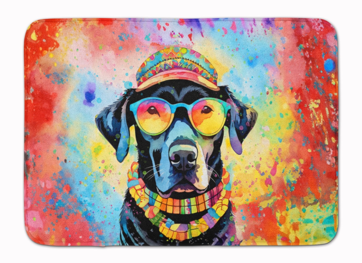 19 x 27 in. Black Labrador Hippie Dawg Memory Foam Kitchen Mat